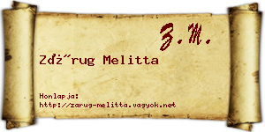 Zárug Melitta névjegykártya